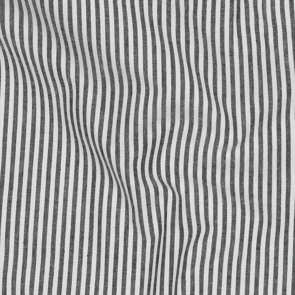 Black Fine Yarn Dyed Cotton Stripe