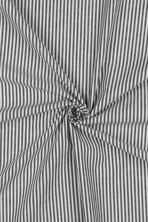 Black Fine Yarn Dyed Cotton Stripe
