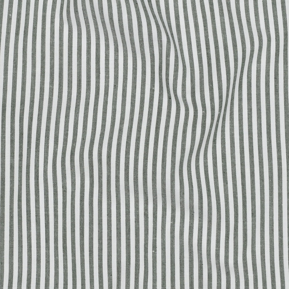 Dark Green Fine Yarn Dyed Cotton Stripe