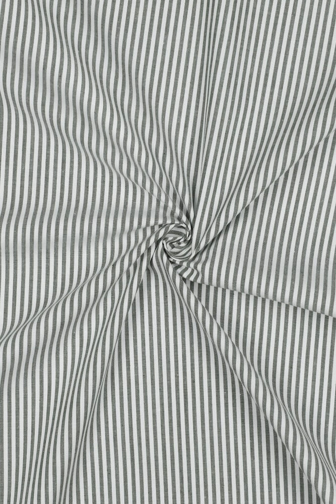 Dark Green Fine Yarn Dyed Cotton Stripe