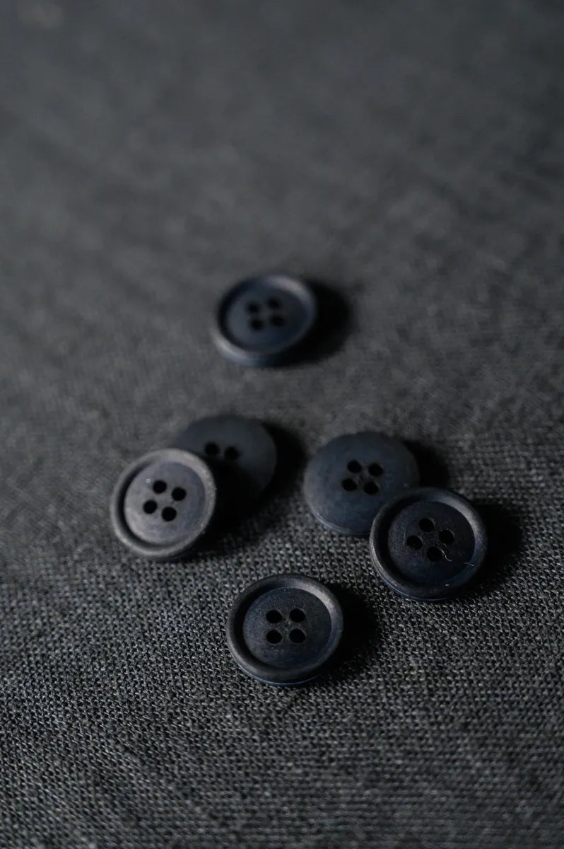 Dark Navy Cotton Button | 15mm