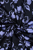 Cotton Satin | Navy Flowers