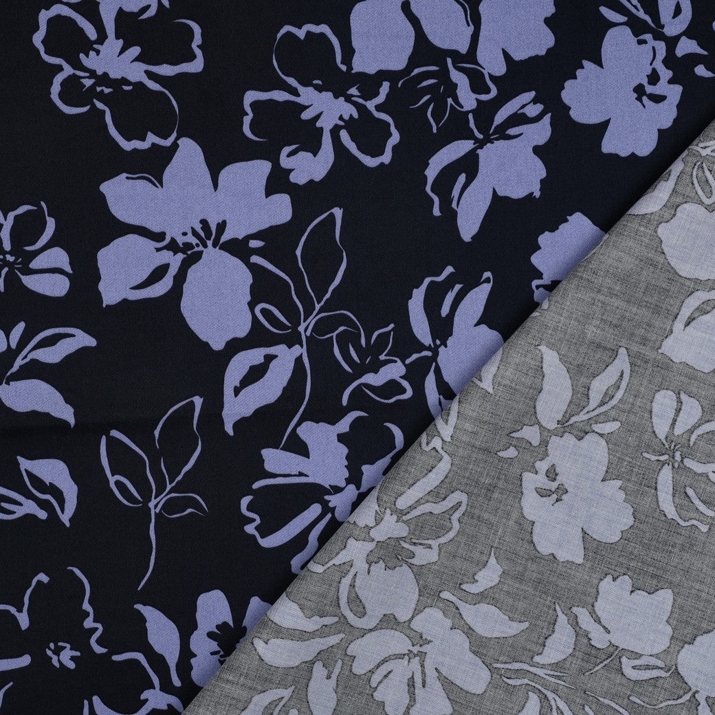Cotton Satin | Navy Flowers