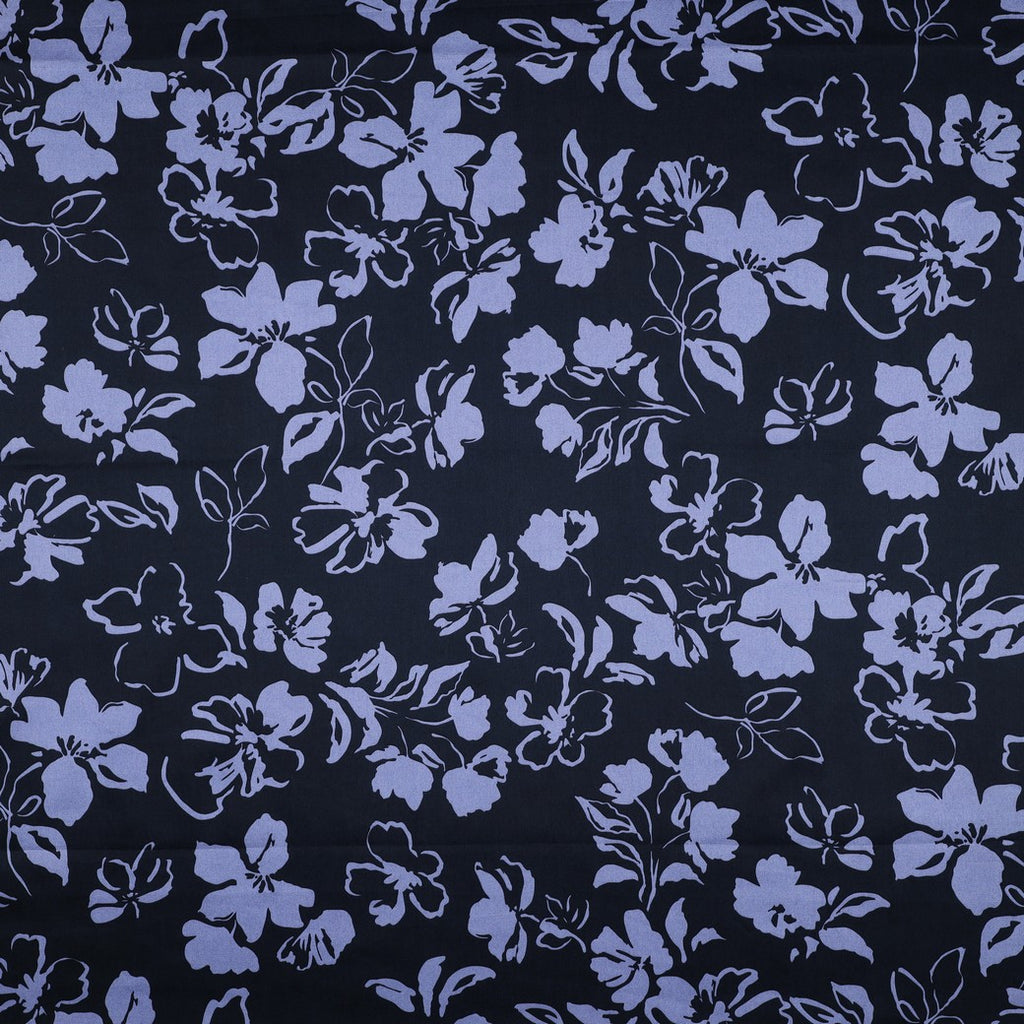 Cotton Satin | Navy Flowers