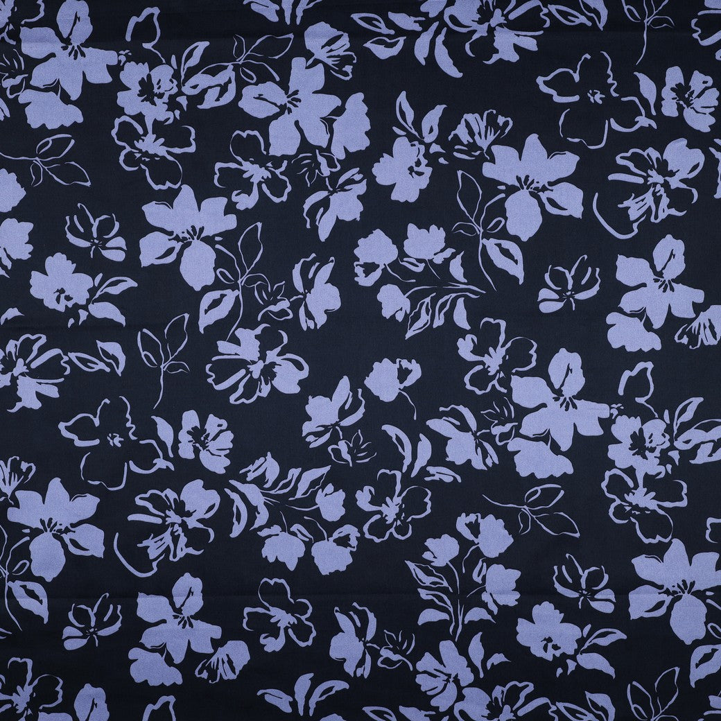 Cotton Satin | Navy Flowers