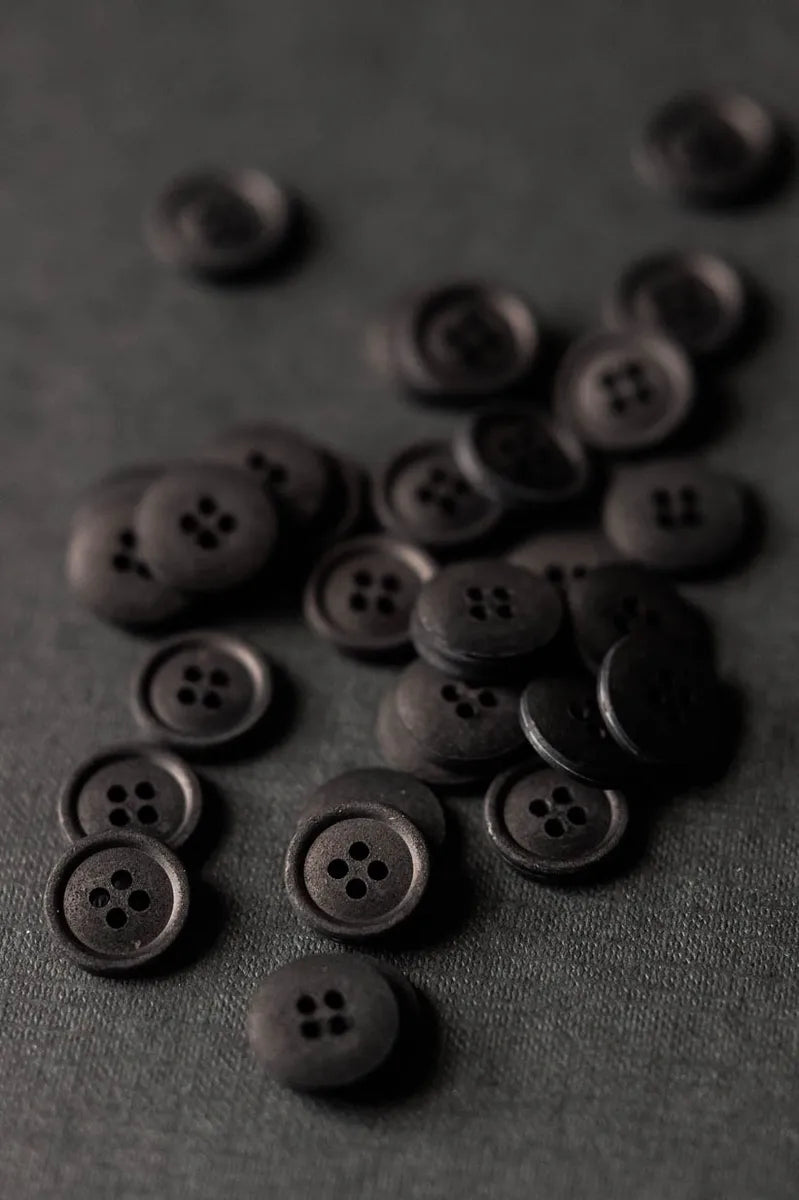 Black Cotton Button | 15mm