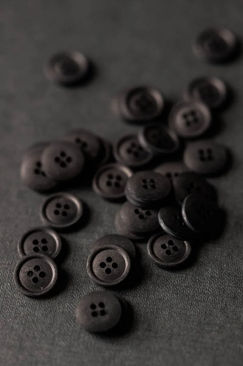 Black Cotton Button | 15mm