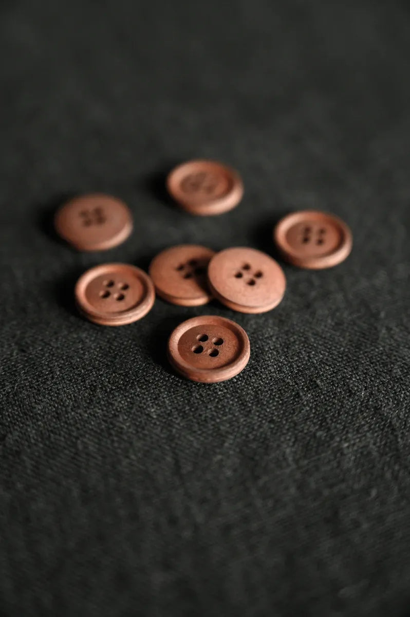 Brown/Red Cotton Button | 15mm