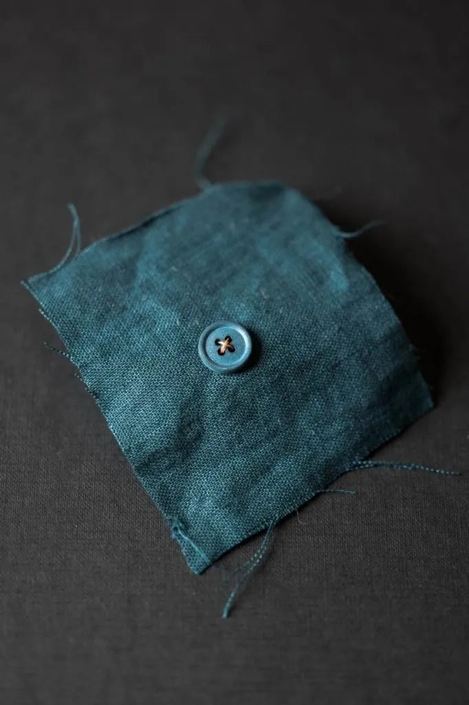 Mid Teal Cotton Button | 15mm
