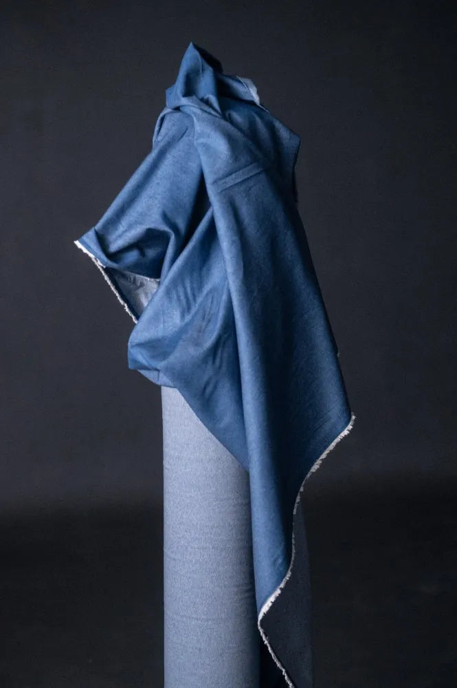 8oz Medium Blue Washed Cotton Denim