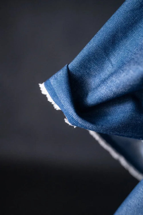 8oz Medium Blue Washed Cotton Denim