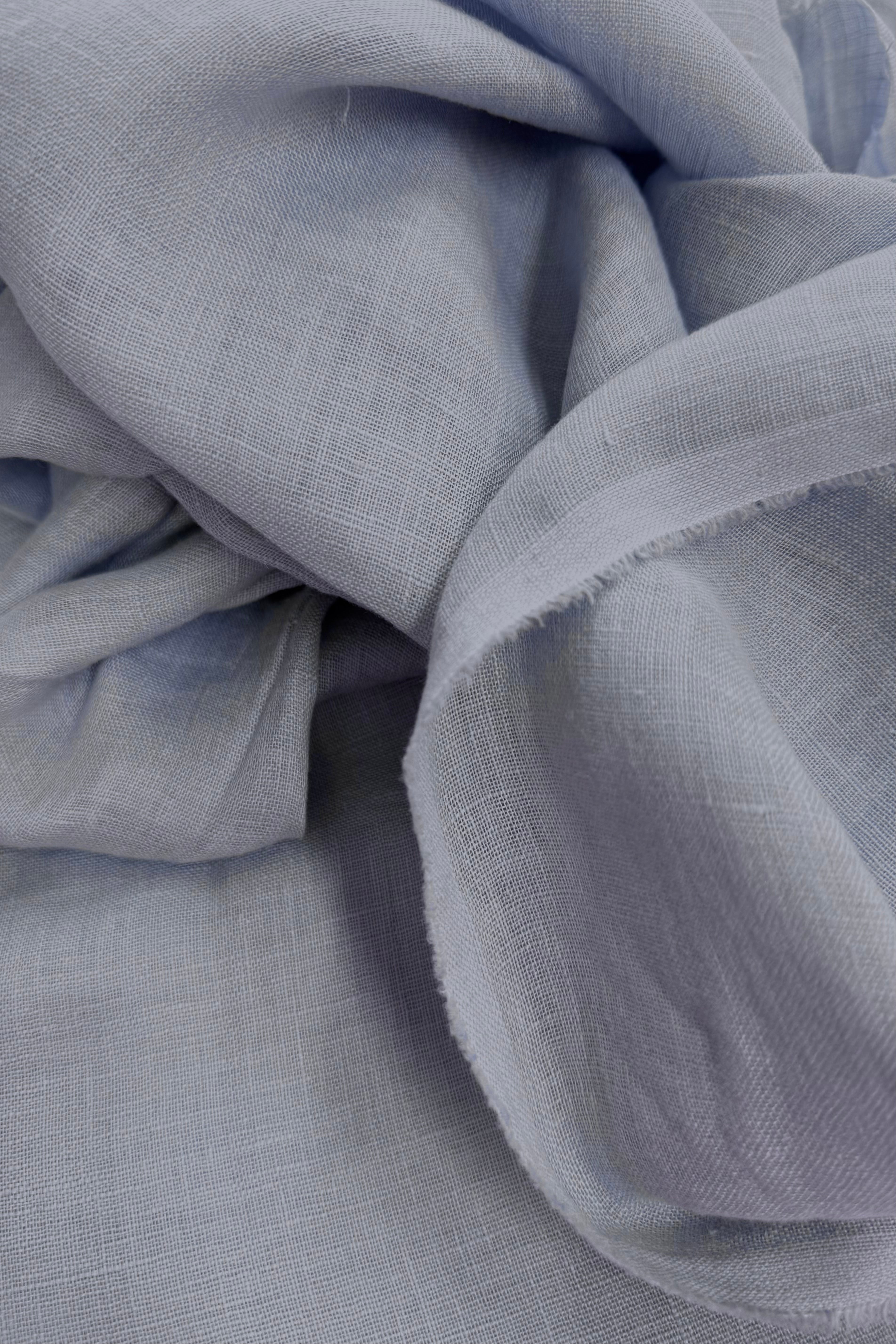 Cloudy Blue Lightweight European Laundered Linen