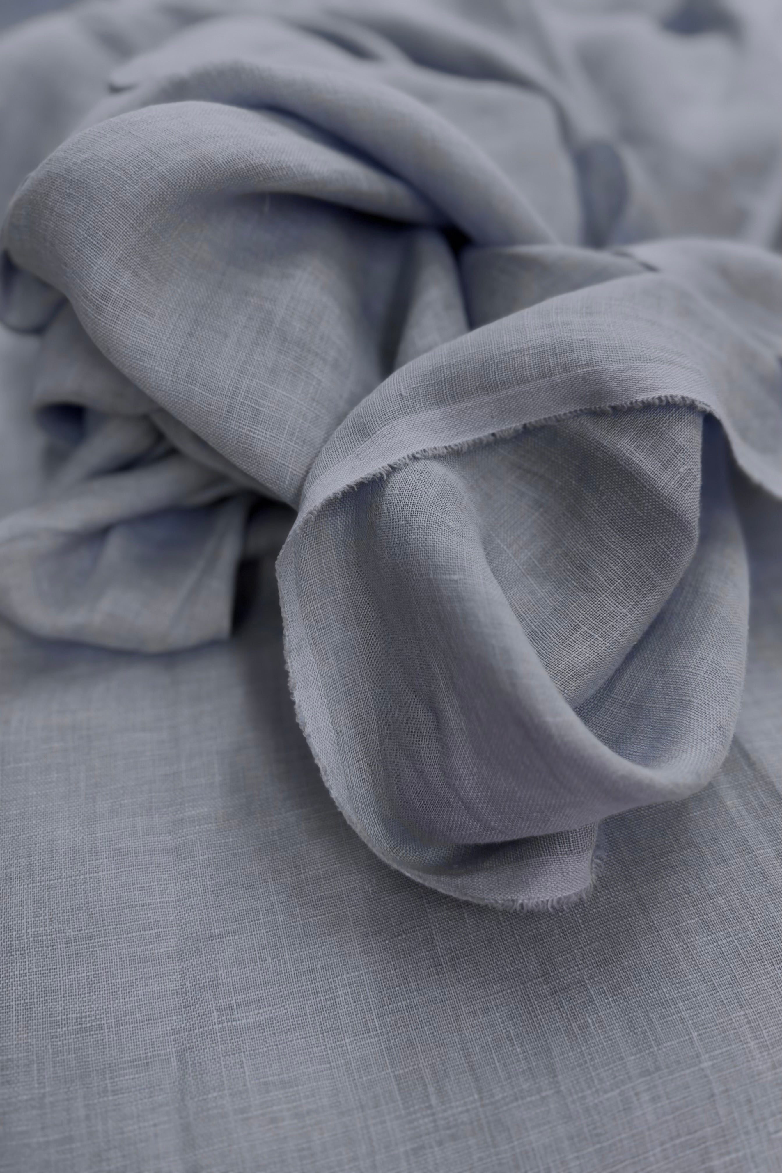 Cloudy Blue Lightweight European Laundered Linen
