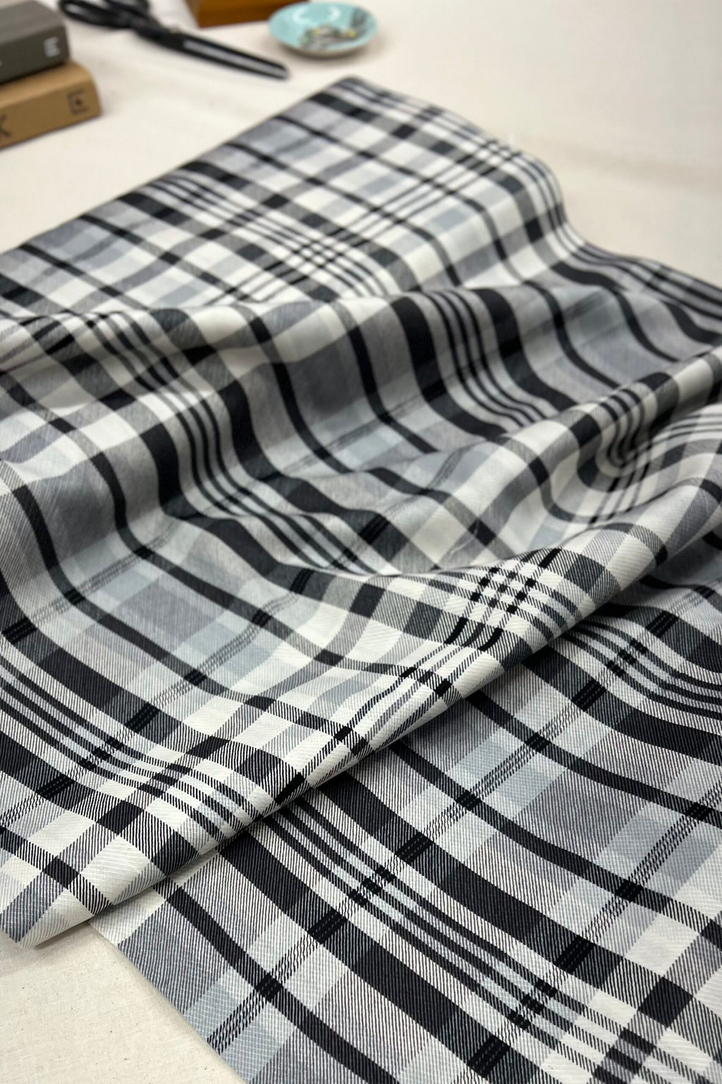 Black Plaid Japanese Cotton Twill