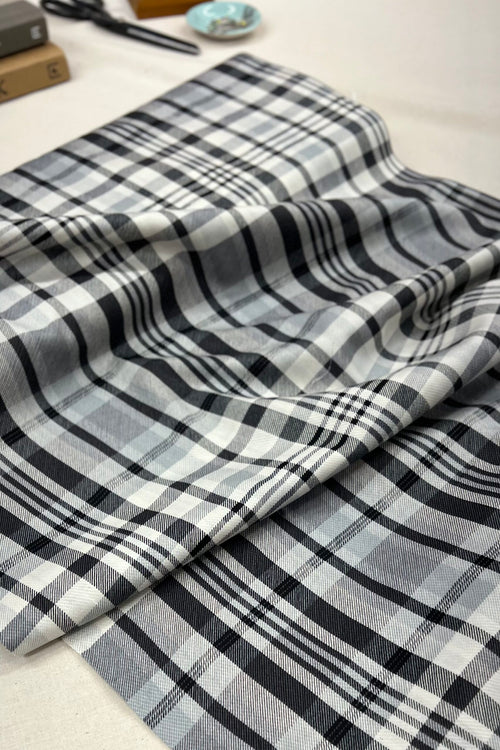 Black Plaid Japanese Cotton Twill