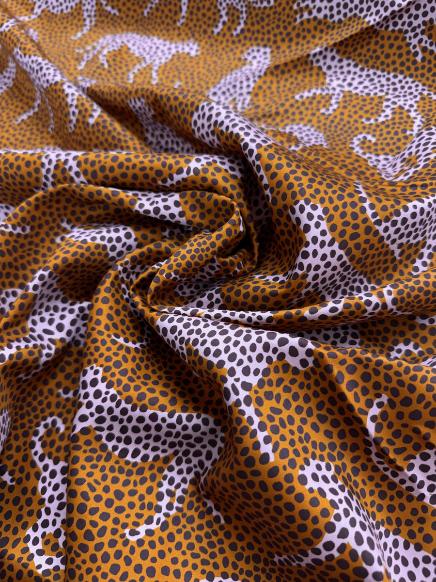 Spot the Cheetah Ochre Sateen