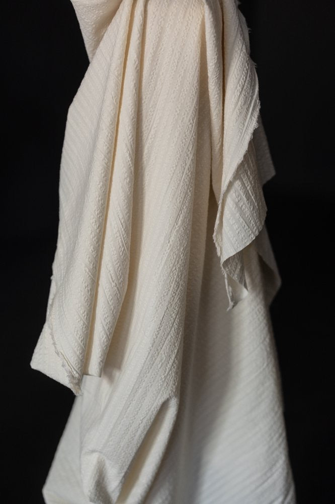 Washed White Organic Cotton Seersucker Stripe