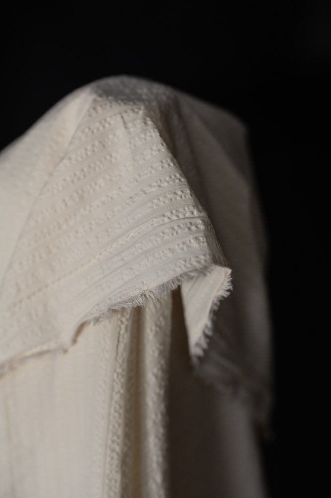Washed White Organic Cotton Seersucker Stripe