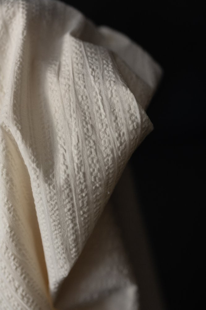 Washed White Organic Cotton Seersucker Stripe