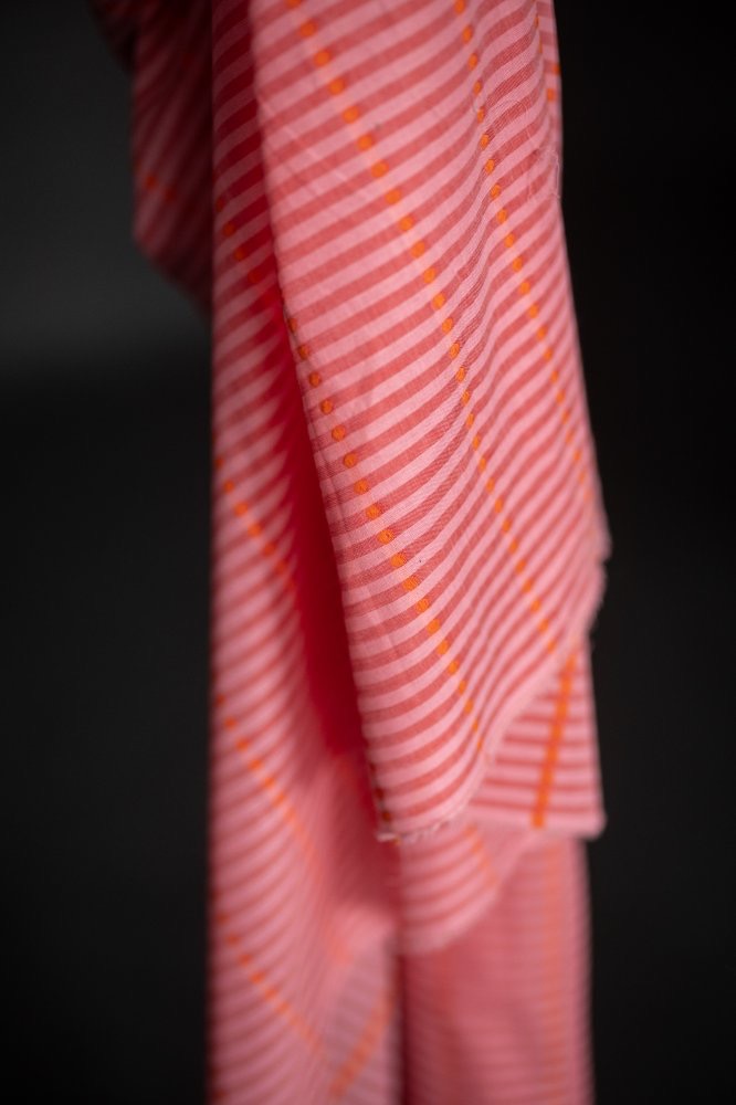 Pink Lumiere Striped Indian Cotton
