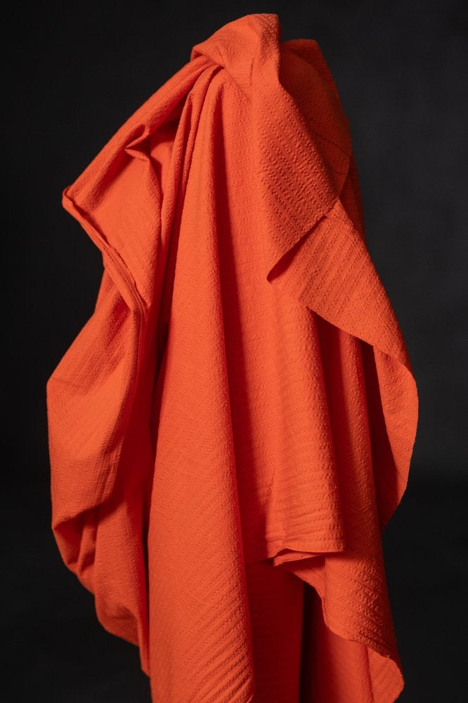 Dynamite Orange Organic Cotton Seersucker Stripe