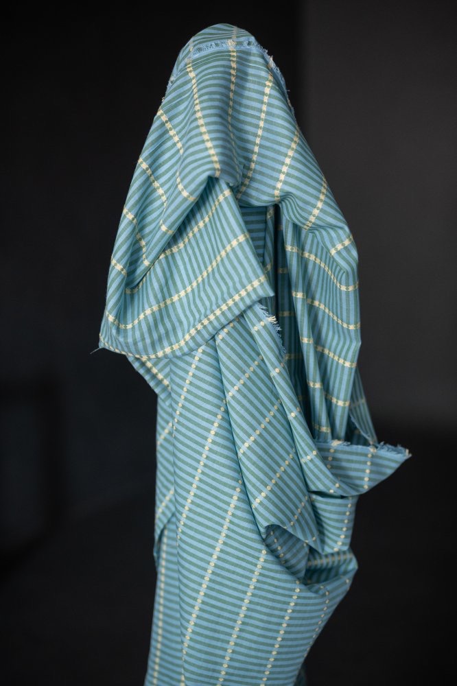 Blue Green Lumiere Striped Indian Cotton