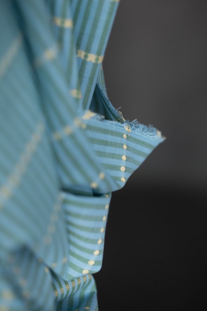 Blue Green Lumiere Striped Indian Cotton