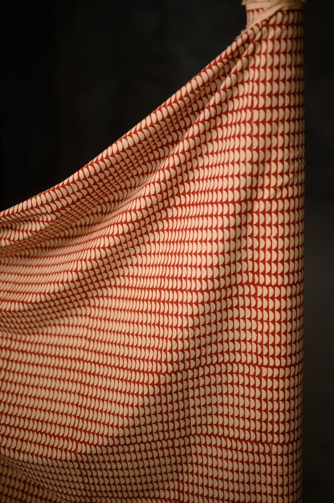 Red Semi Circle Indian Cotton