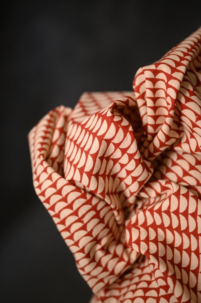 Red Semi Circle Indian Cotton