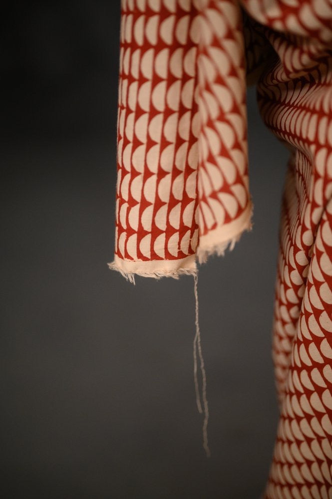 Red Semi Circle Indian Cotton