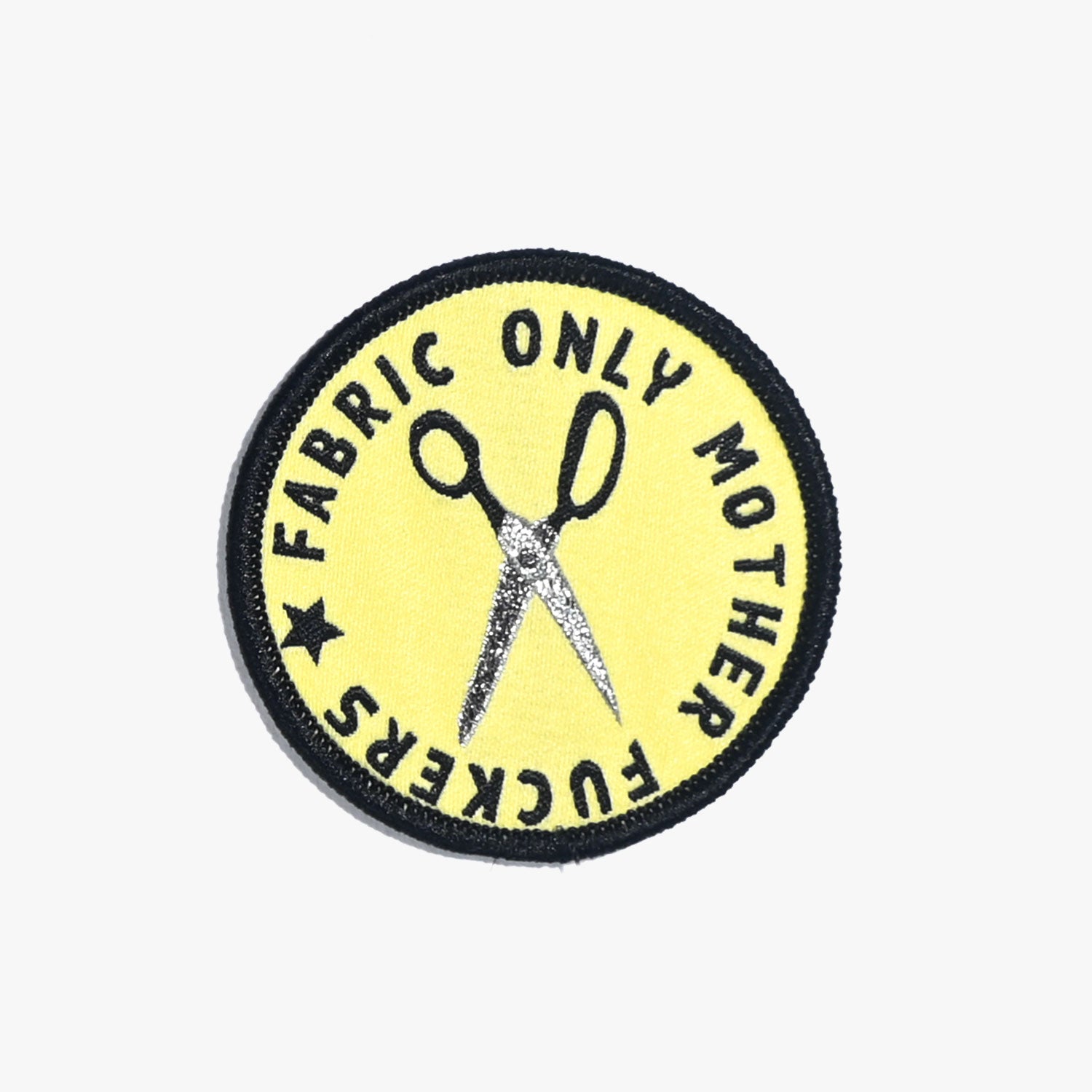 'Fabric Only Mother Fuckers/Scissors' Iron On Patch