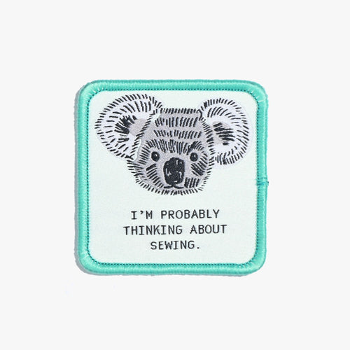 'I'm Probably Thinking About Sewing/Koala' Iron On Patch