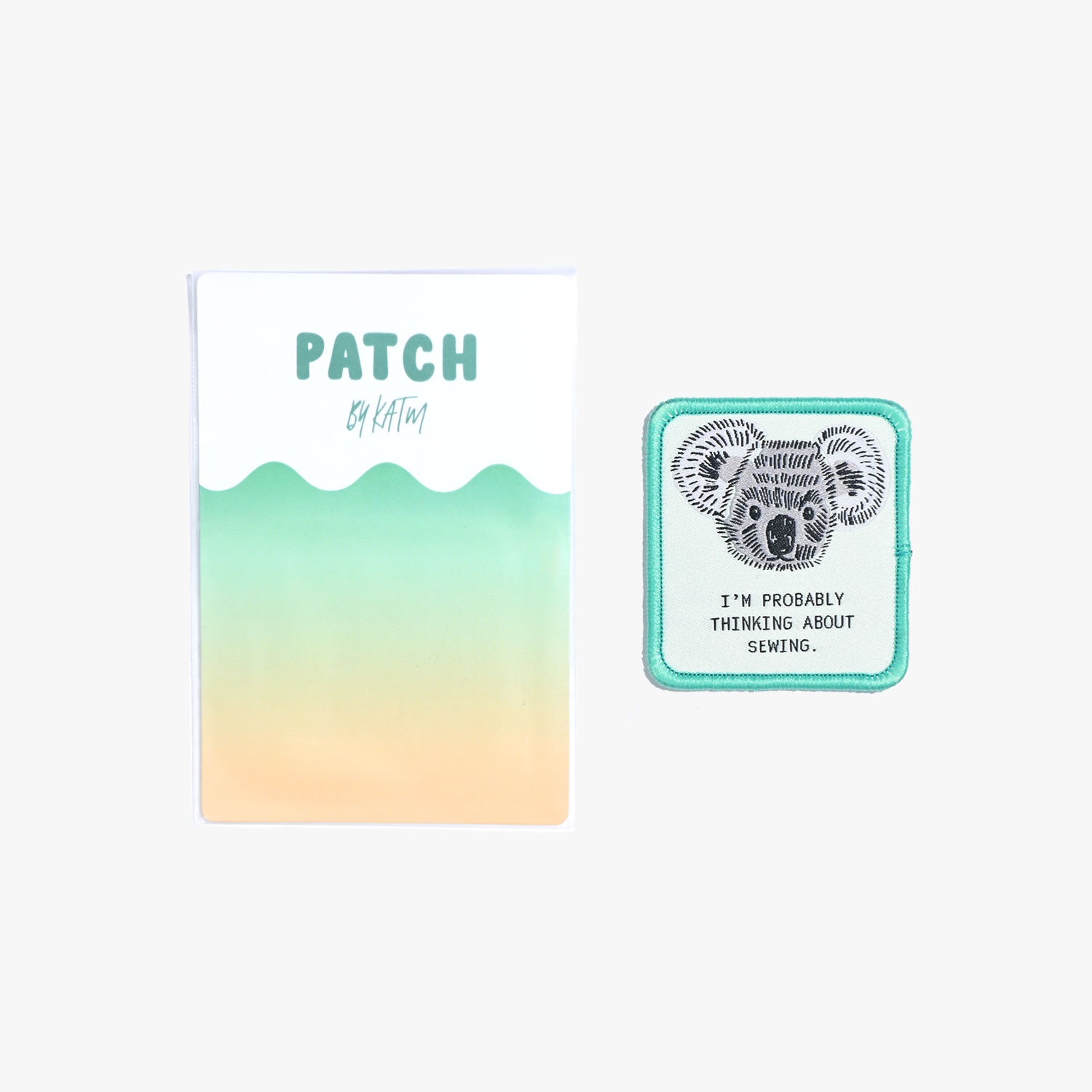 'I'm Probably Thinking About Sewing/Koala' Iron On Patch
