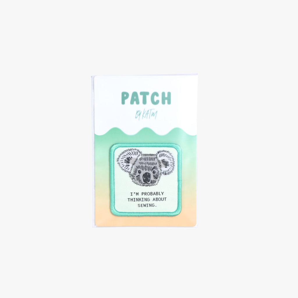 'I'm Probably Thinking About Sewing/Koala' Iron On Patch