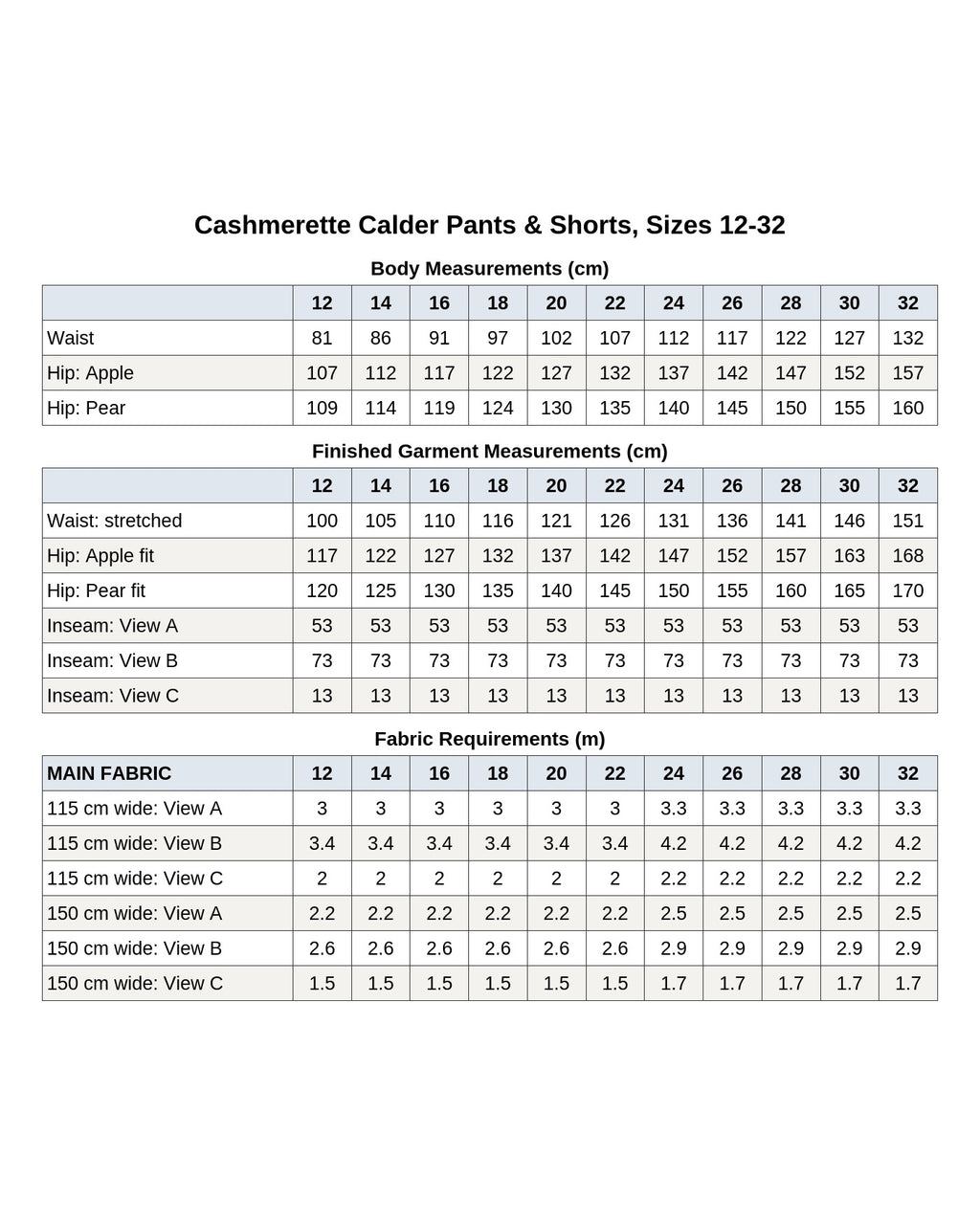Cashmerette Calder Pants & Shorts PDF pattern