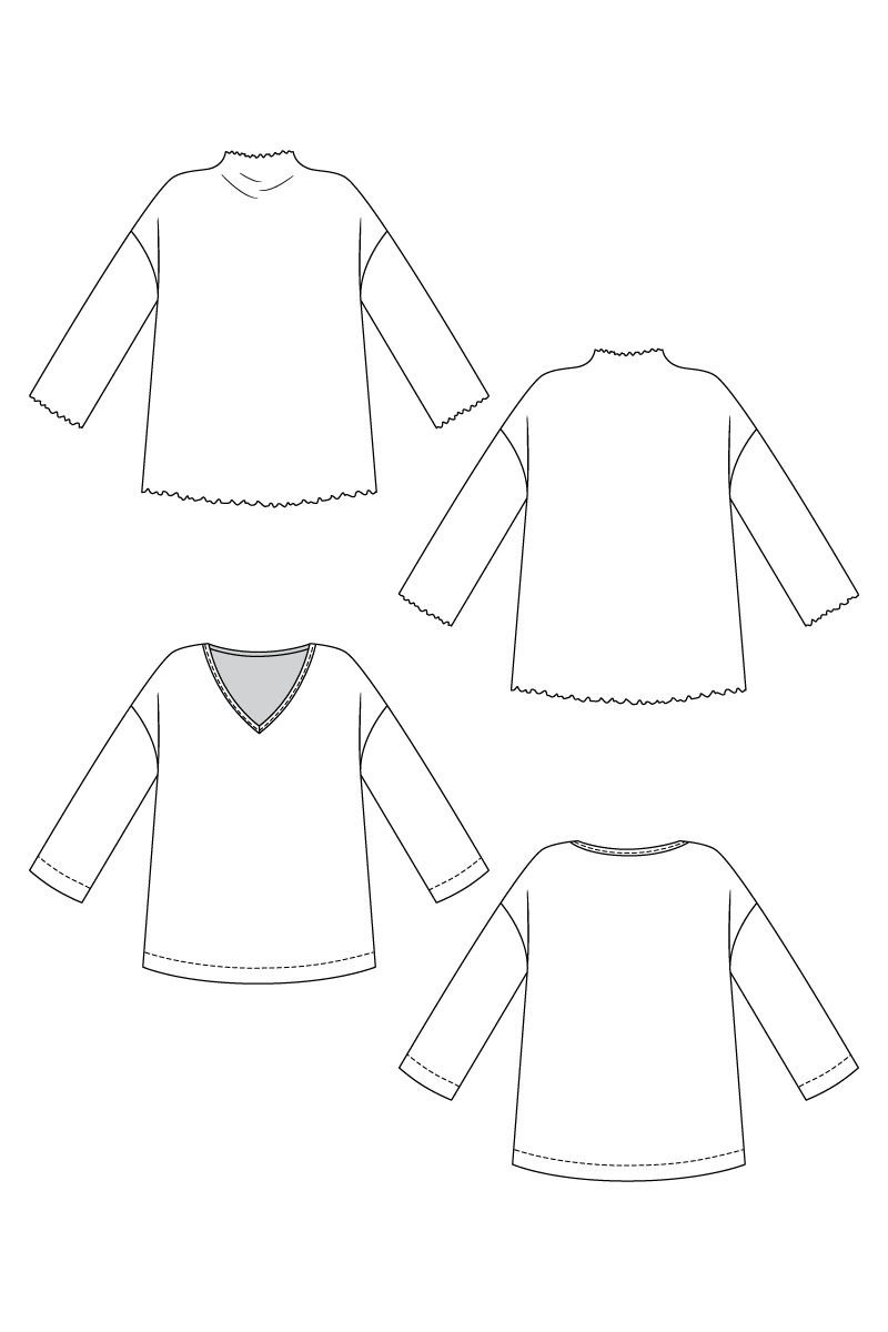 OLO funnel neck & V-neck tee