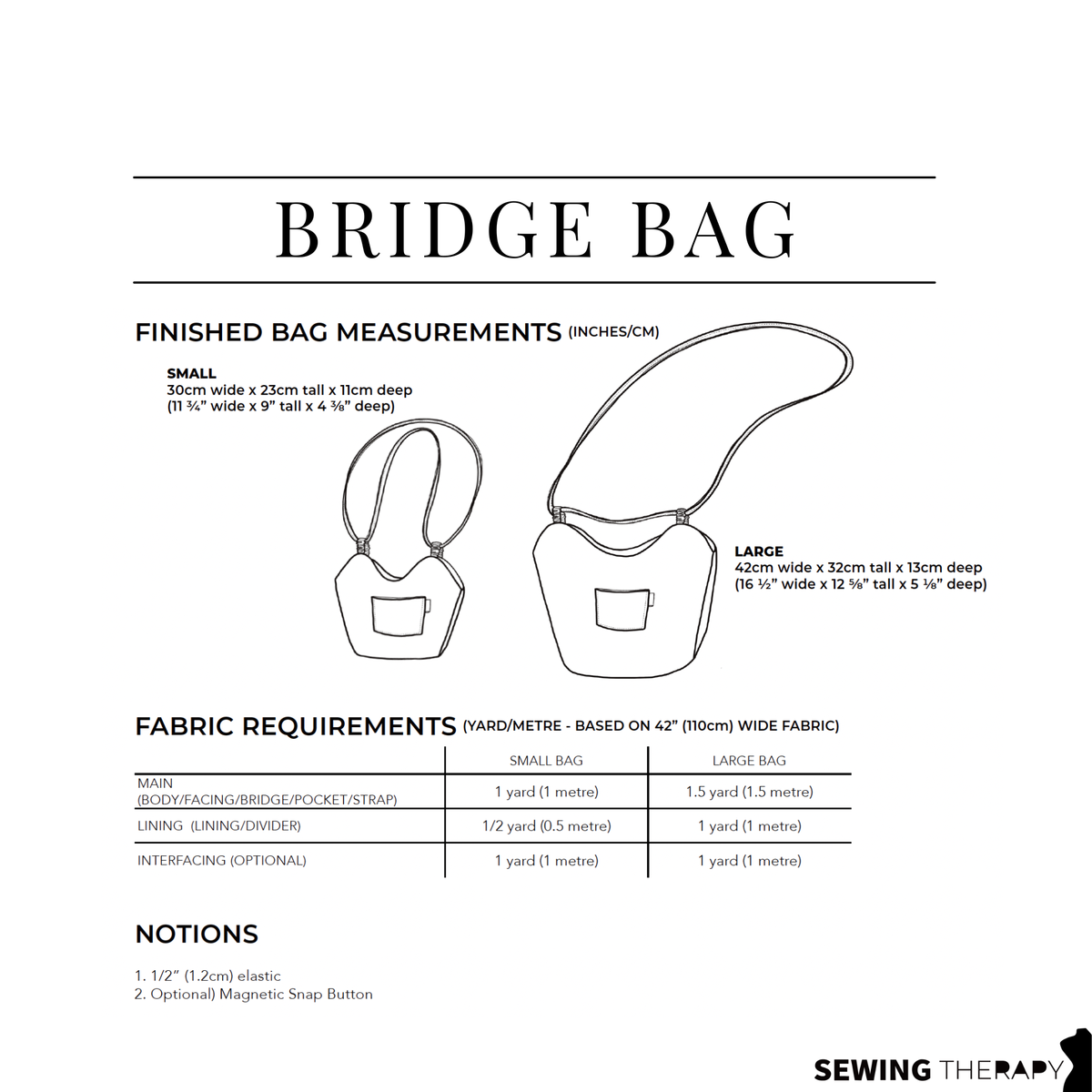 PDF Bridge Bag Pattern - Sewing Therapy