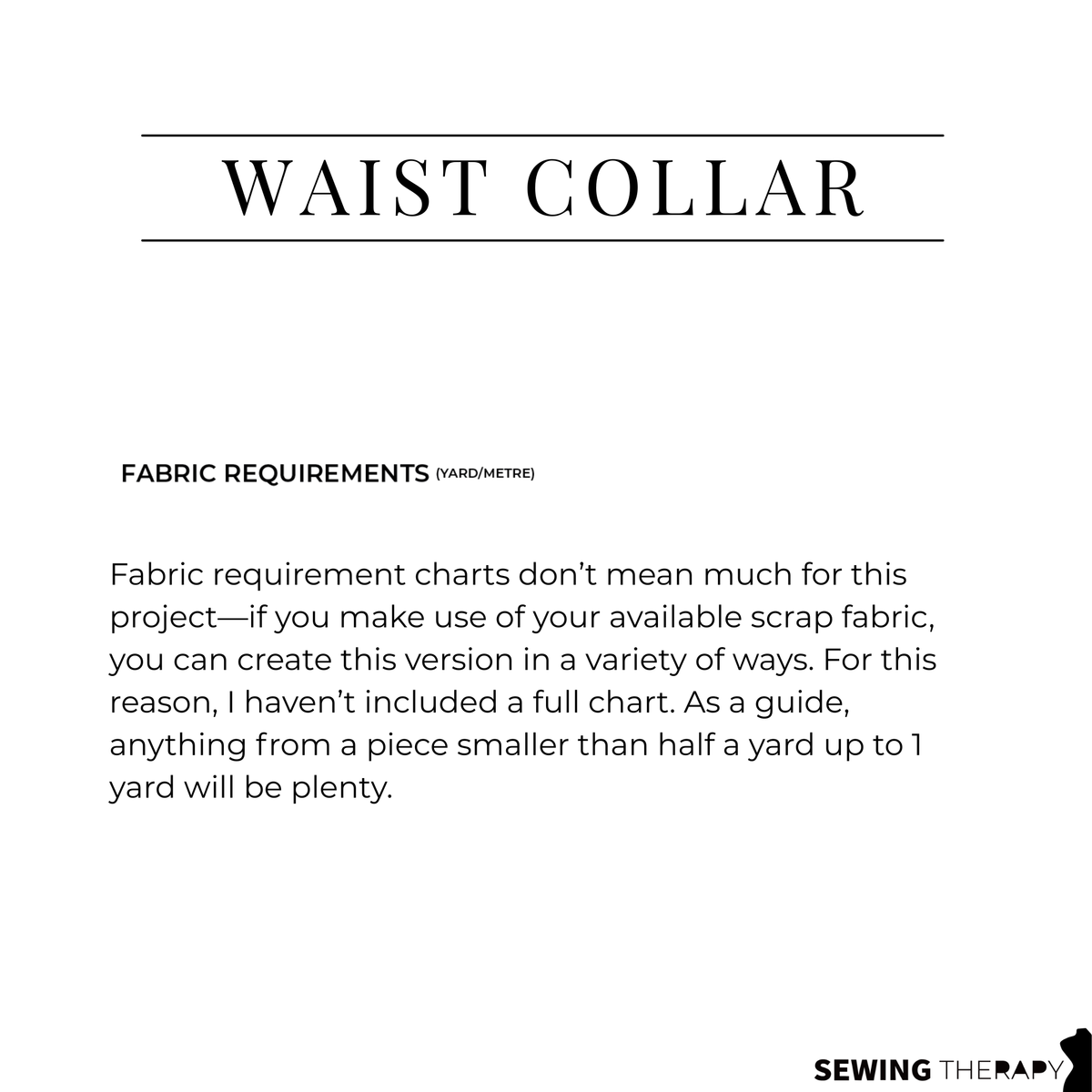 PDF Waist Collar Pattern - Sewing Therapy